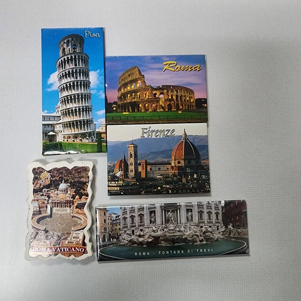 Vintage Lot Of 5 Italy Landmarks Fridge Magnets Refrigerator Italy Souvenir Gift